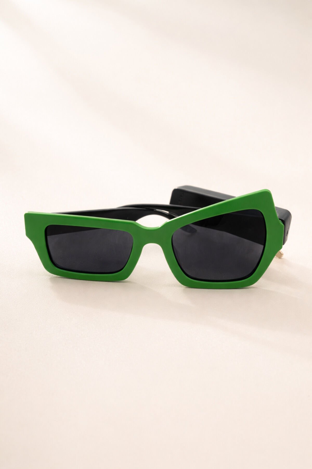 Işıklı Retro Köşeli Işıklı Gözlük Yeşil