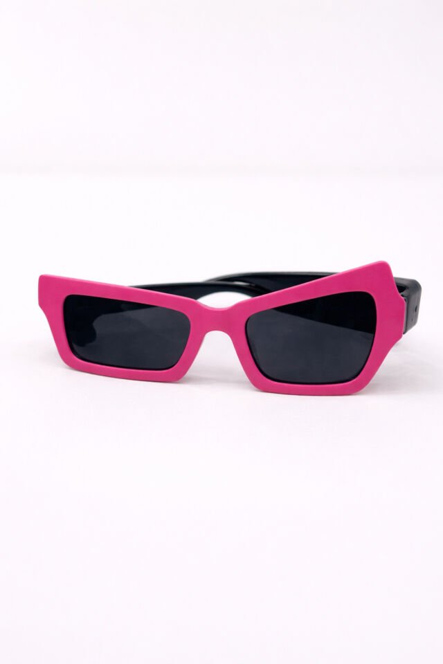 Işıklı Retro Köşeli Işıklı Gözlük Pembe