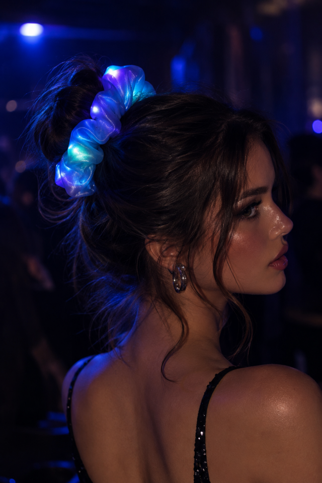 Parti Malzemeleri 3 Mod Işıklı LED Saç Tokası Renkli Parlayan Scrunchie Parti Festival Saç Aksesuarı