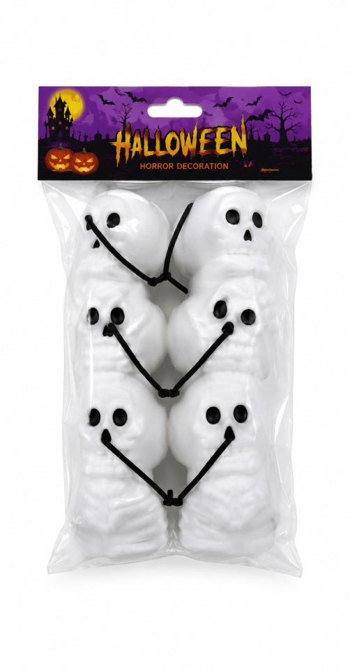 Parti Malzemesi Halloween Kuru Kafa Şeker Kovası İskelet Desenli Parti Süsleme ve Şekerlik