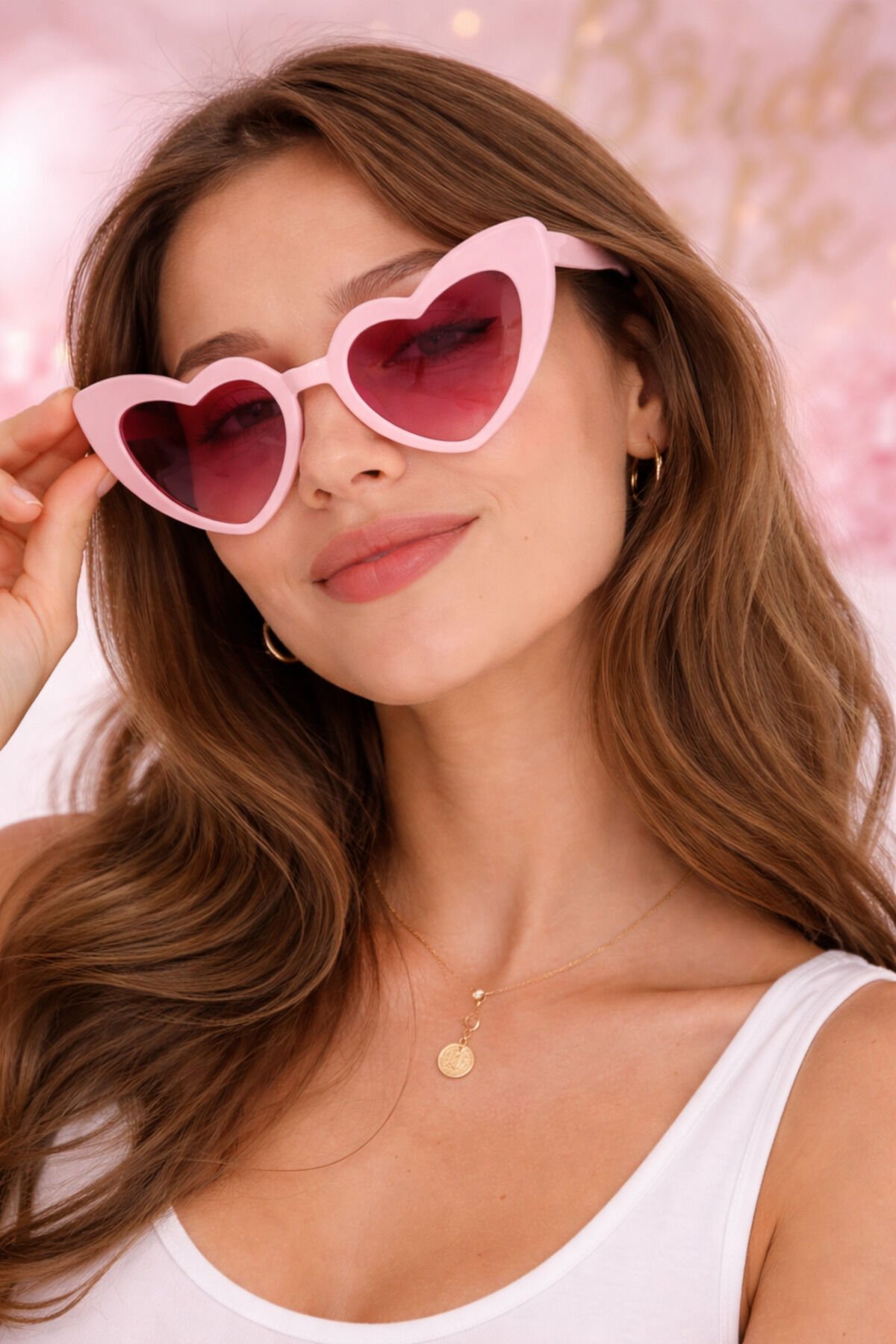 Bride To Be Pembe Kalp Parti Gözlük – Bekarlığa Veda & Kına Gecesi Konsepti Pudra