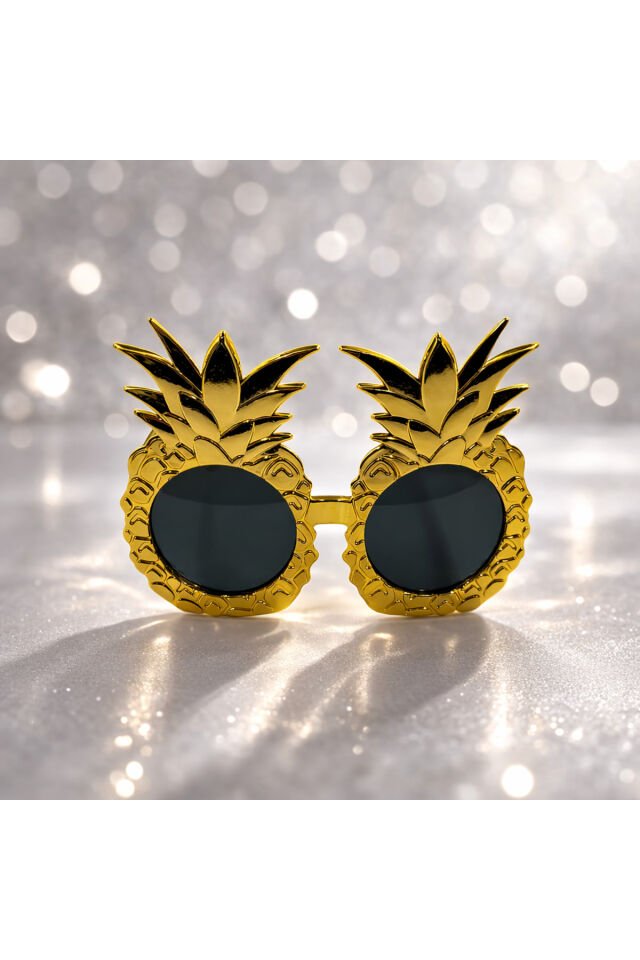 Ananas Parti Gümüş Gözlüğü Tropikal Konsept Doğum Günü Fotoğraf Aksesuarı Altın