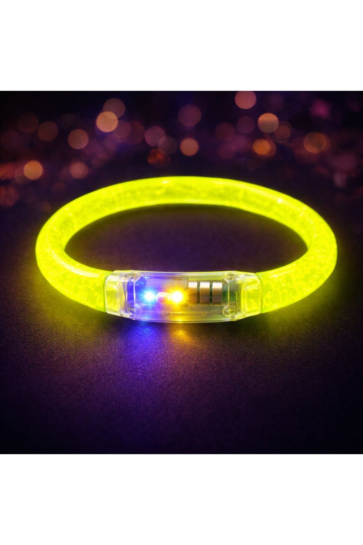 LED Işıklı Parti Bilekliği Neon Glow Bracelet Disko Festival Konser Aksesuarı Sarı