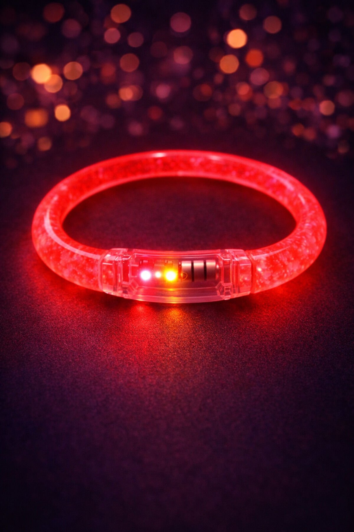 LED Işıklı Parti Bilekliği Neon Glow Bracelet Disko Festival Konser Aksesuarı Kırmızı