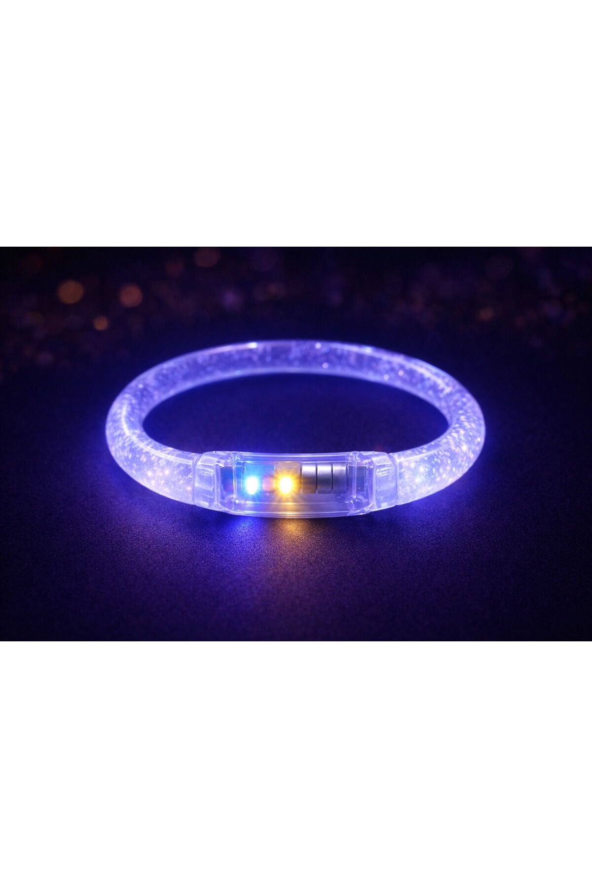 LED Işıklı Parti Bilekliği Neon Glow Bracelet Disko Festival Konser Aksesuarı Beyaz