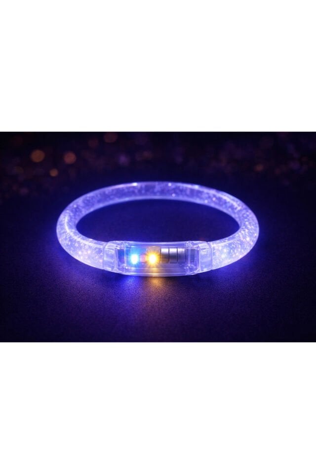 LED Işıklı Parti Bilekliği Neon Glow Bracelet Disko Festival Konser Aksesuarı Beyaz