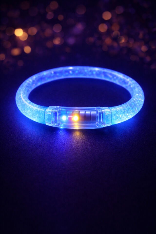 Parti Malzemesi  LED Işıklı Parti Bilekliği Neon Glow Bracelet Disko Festival Konser Aksesuarı Mavi