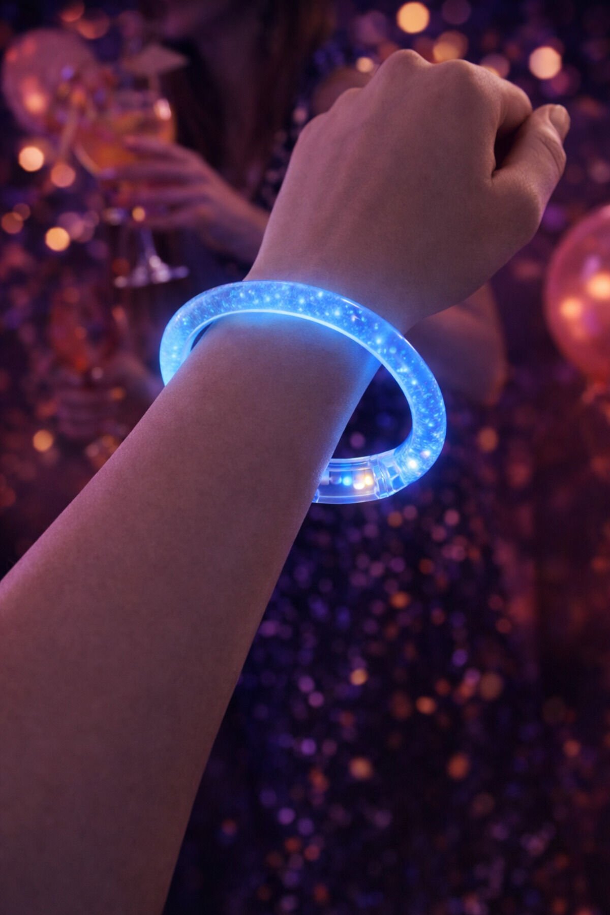 Parti Malzemesi  LED Işıklı Parti Bilekliği Neon Glow Bracelet Disko Festival Konser Aksesuarı Mavi