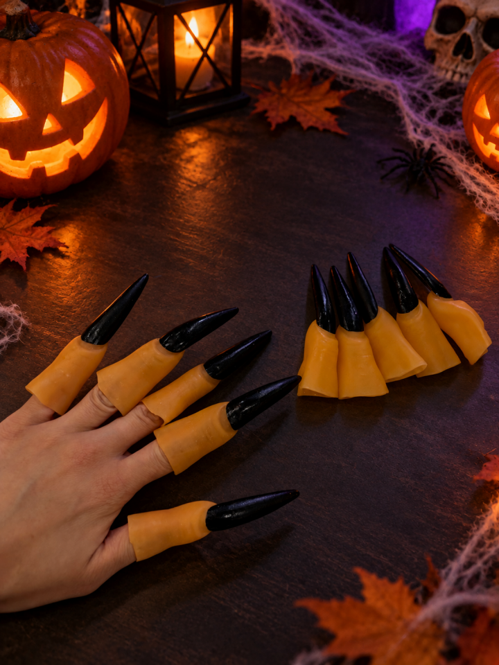 Parti Malzemesi  Halloween Cadı Pençesi Uzun Tırnak Parmak Aksesuarı 10’lu Set Kostüm Tamamlayıcı