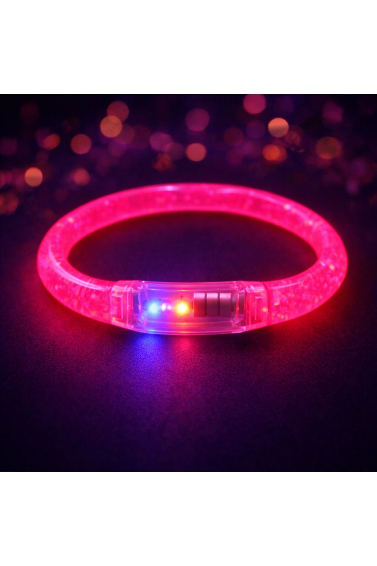 LED Işıklı Parti Bilekliği Neon Glow Bracelet Disko Festival Konser Aksesuarı Pembe