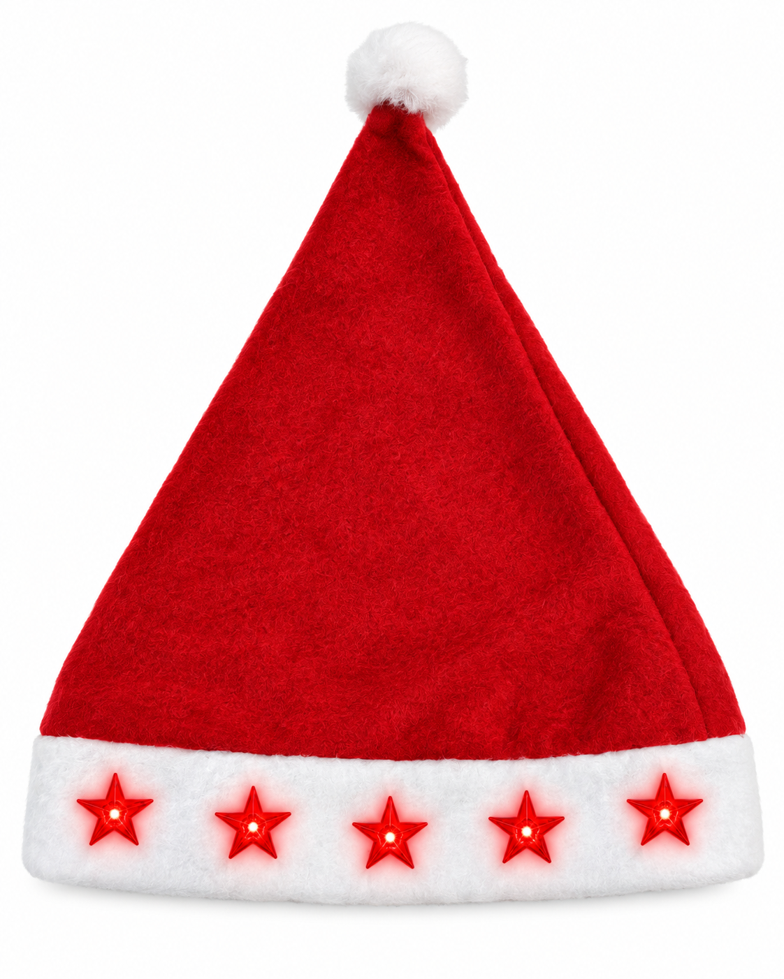 Parti Malzemesi Işıklı Noel Baba Şapkası Kırmızı LED Yıldızlı Yılbaşı Parti Şapkası