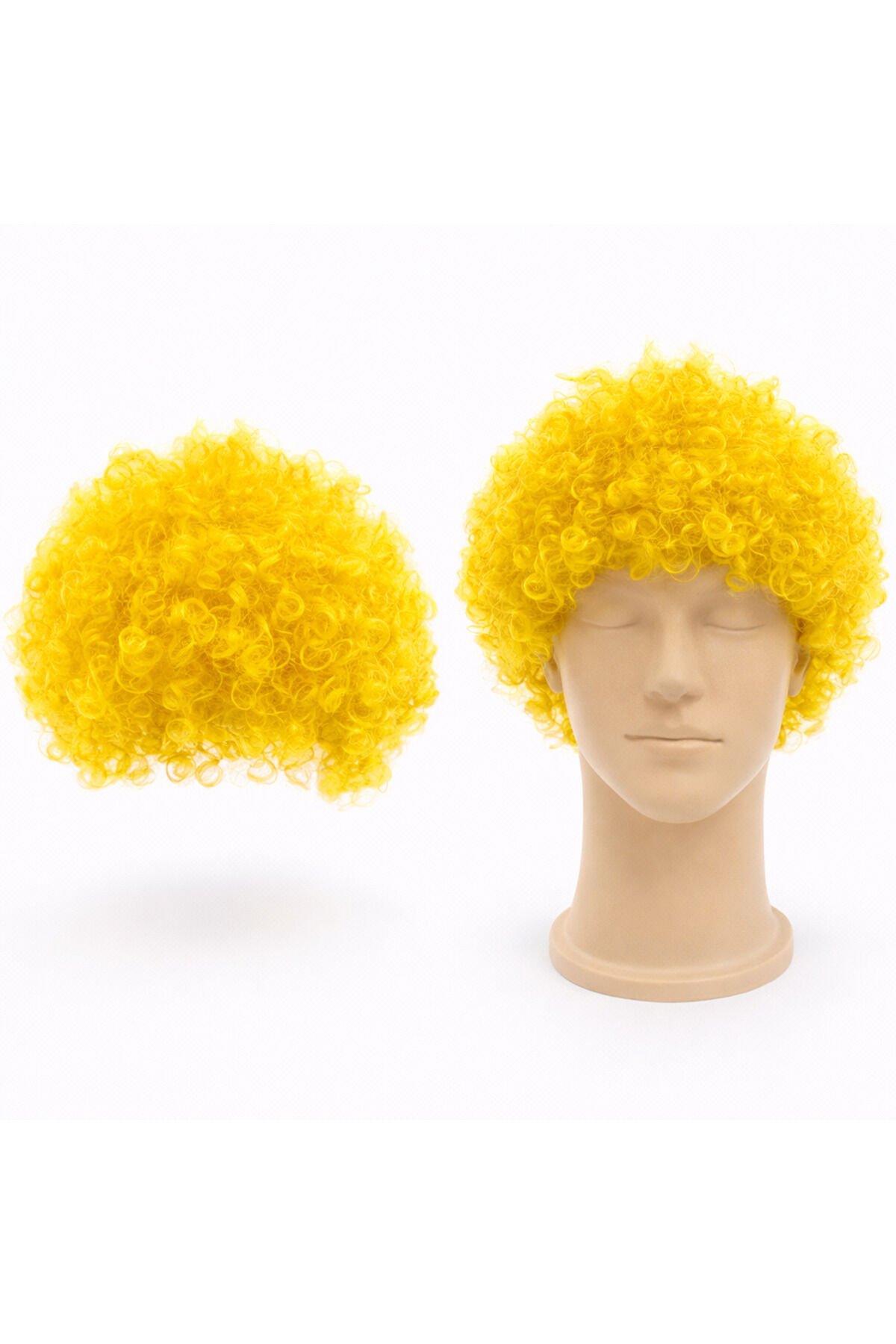 Parti Malzemesi Kıvırcık Bonus Afro Peruk Yetişkin Parti Saçı Cadılar Bayramı Kostüm Peruk Sarı
