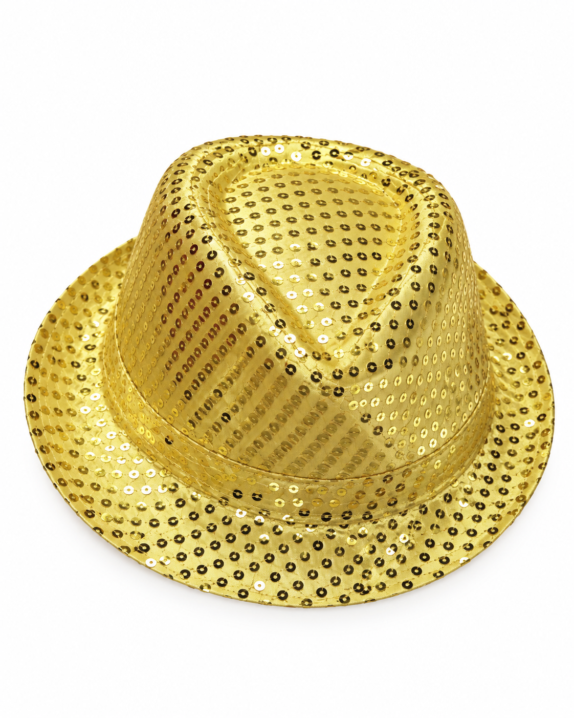 Parti Malzemesi Pullu Parti Şapkası Parlak Fedora Model Yetişkin Kostüm Aksesuarı Gold