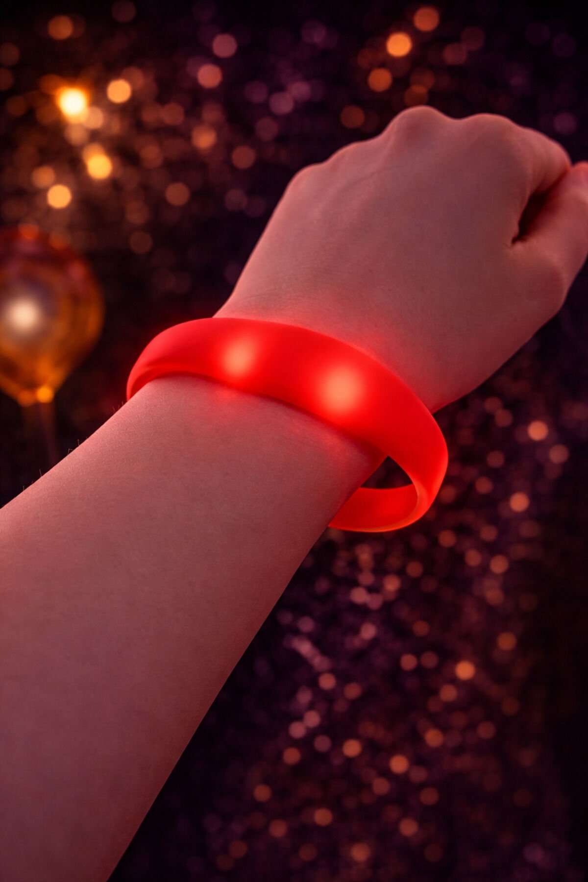 Parti Malzemesi Işıklı  Slikon Led Bileklik Parti Aksesuarı 1 Adet Kirmizi