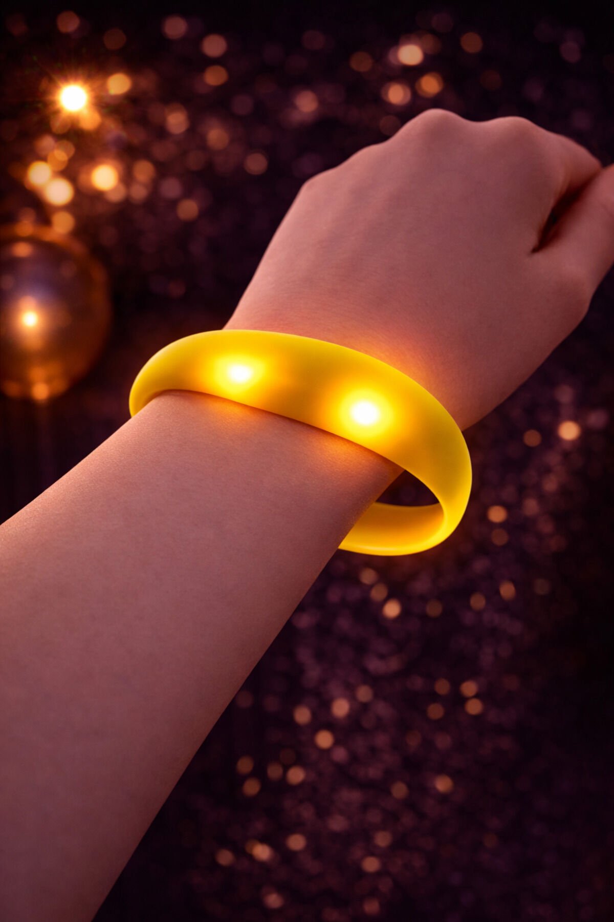 Parti Malzemesi Işıklı  Slikon Led Bileklik Parti Aksesuarı 1 Adet Sari