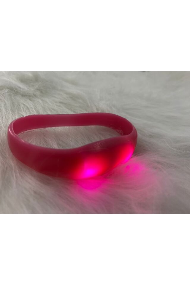 Parti Malzemesi Işıklı  Slikon Led Bileklik Parti Aksesuarı 1 Adet Pembe