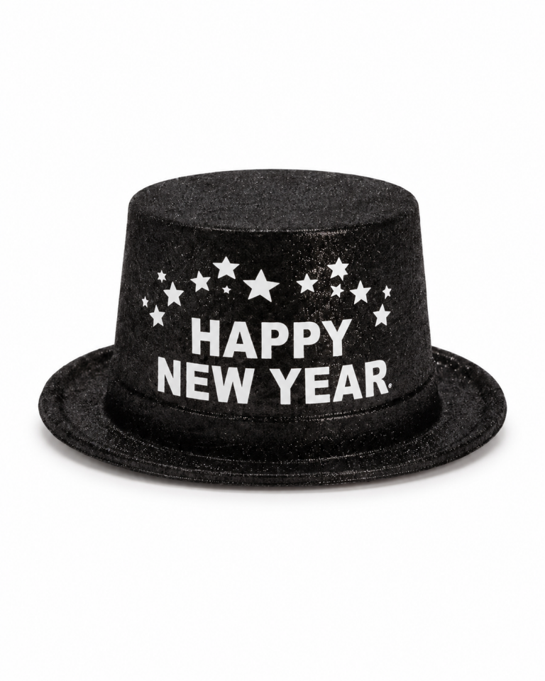 Parti Malzemesi Happy New Year Simli Yılbaşı İngiliz  Şapkası Yetişkin Parti ve Kostüm Aksesuarı Siyah