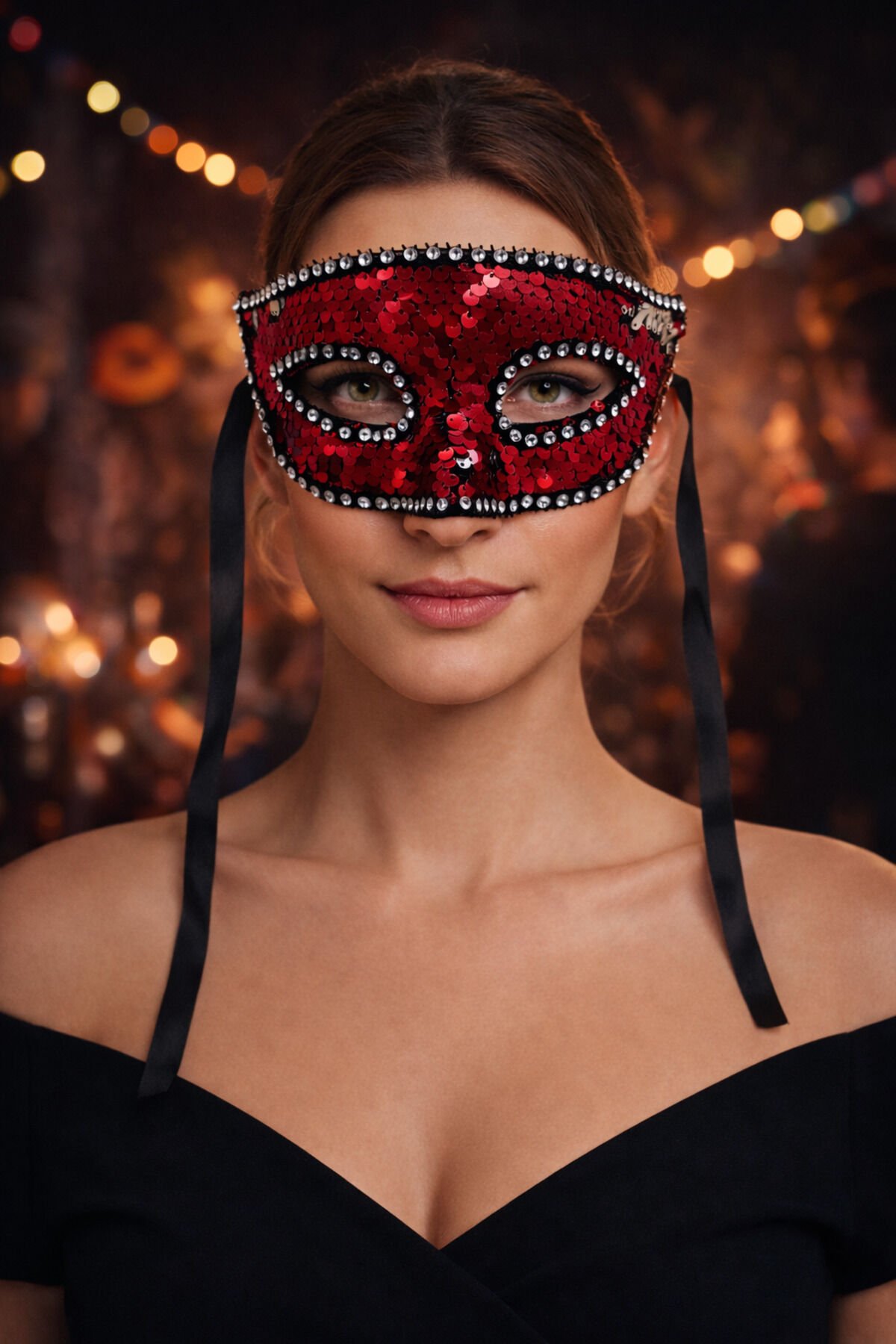 PULLU MASKE Halloween Cadılar Bayramı Parti Aksesuarı Kırmızı