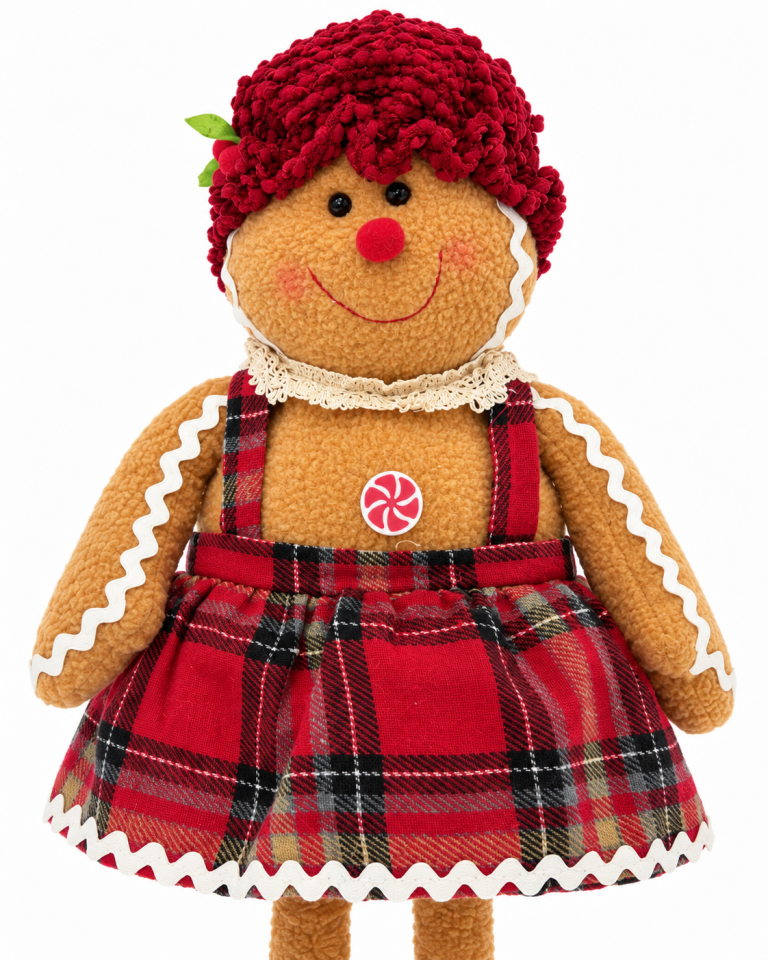 Ayakları Uzayan Kurabiye Kız Yılbaşı Dekoru 38-70 cm Dekoratif Peluş Gingerbread Bebek