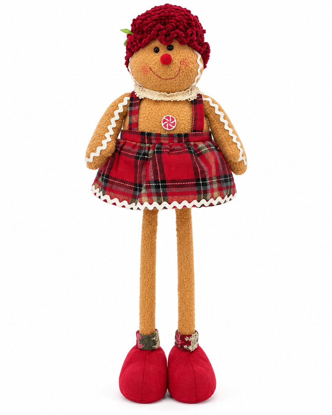 Ayakları Uzayan Kurabiye Kız Yılbaşı Dekoru 38-70 cm Dekoratif Peluş Gingerbread Bebek