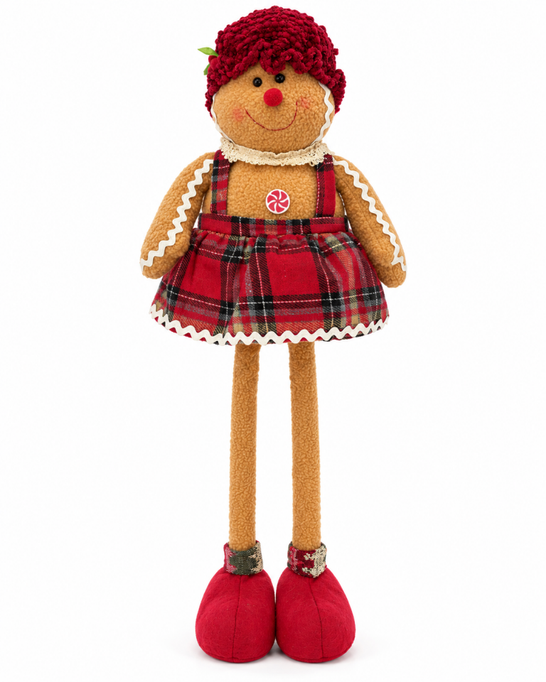 Ayakları Uzayan Kurabiye Kız Yılbaşı Dekoru 38-70 cm Dekoratif Peluş Gingerbread Bebek
