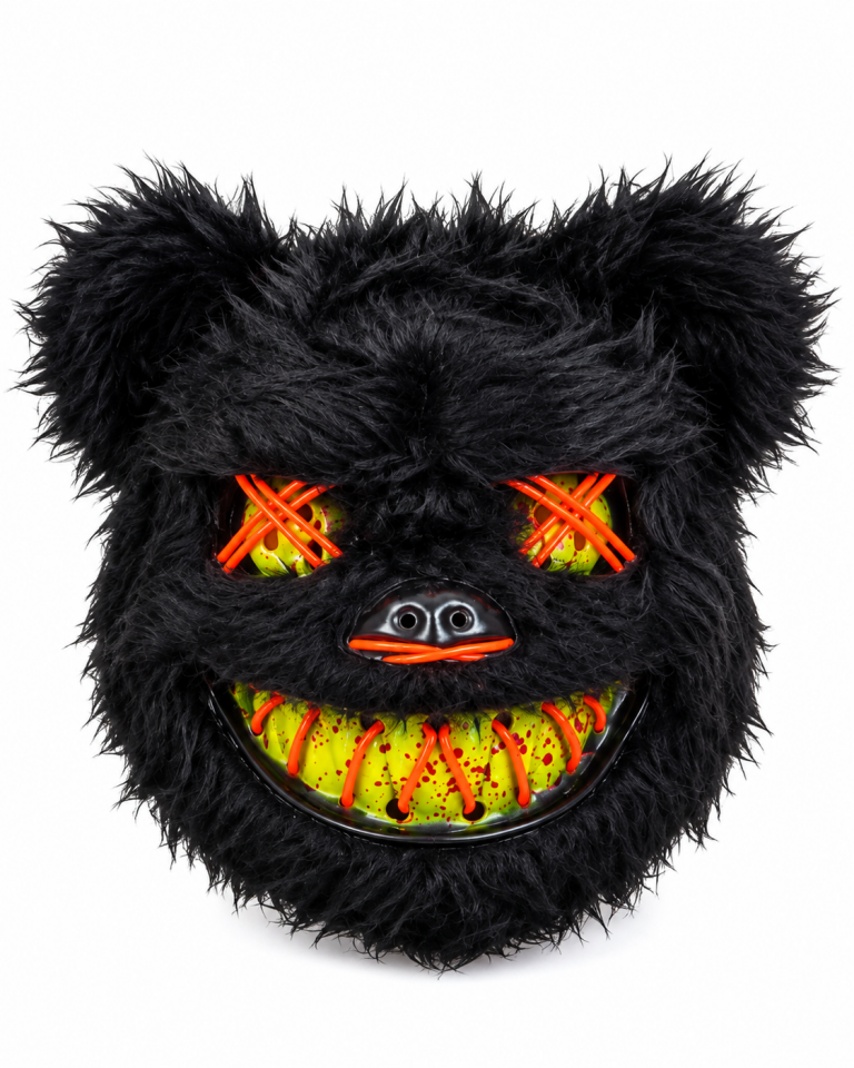 Parti Malzemesi Korkunç Ayı Maskesi – Tüylü Halloween Korku Maskesi Kostüm Parti Aksesuarı Siyah