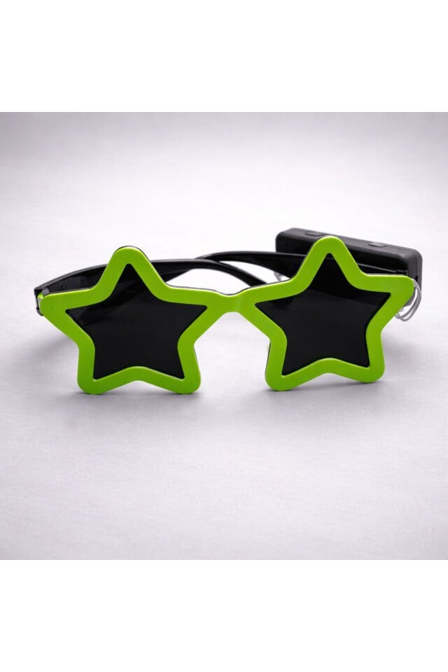Işıklı Yıldız Parti Gözlüğü – LED Neon Efektli Eğlence Gözlüğü Açık Yeşil
