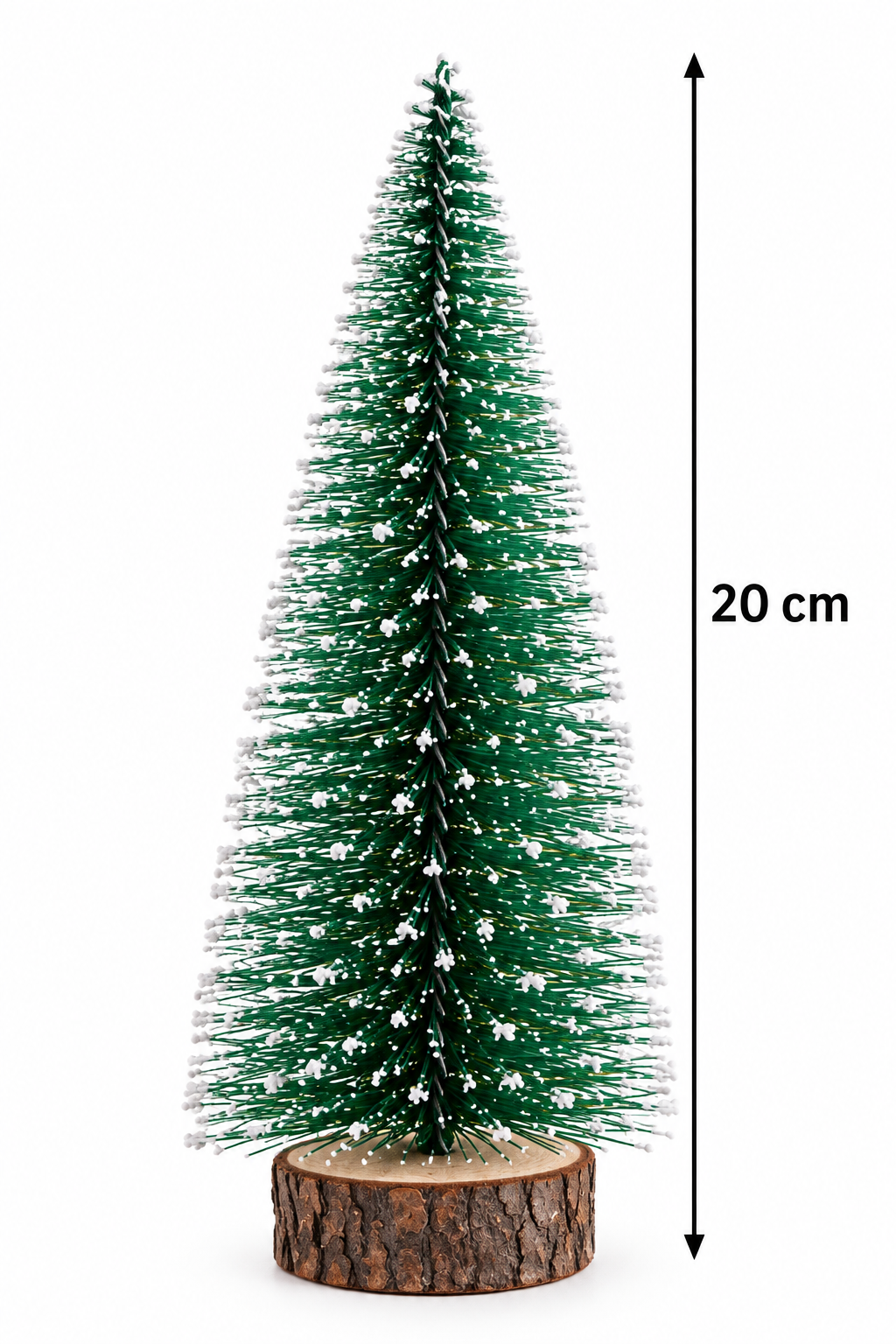 Parti Malzemeleri 20 cm Mini Karlı Yılbaşı Çam Ağacı Dekoru – Ahşap Tabanlı Masa Üstü Noel Süsü