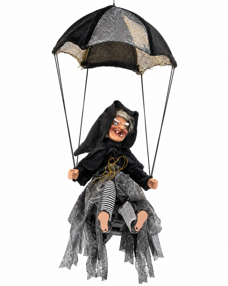 Parti Malzemesi  48 cm Işıklı Sesli Sensörlü Sallanan Cadı Halloween Dekoru – Ayakları Hareketli Asılabilir Cadı Süsü Siyah