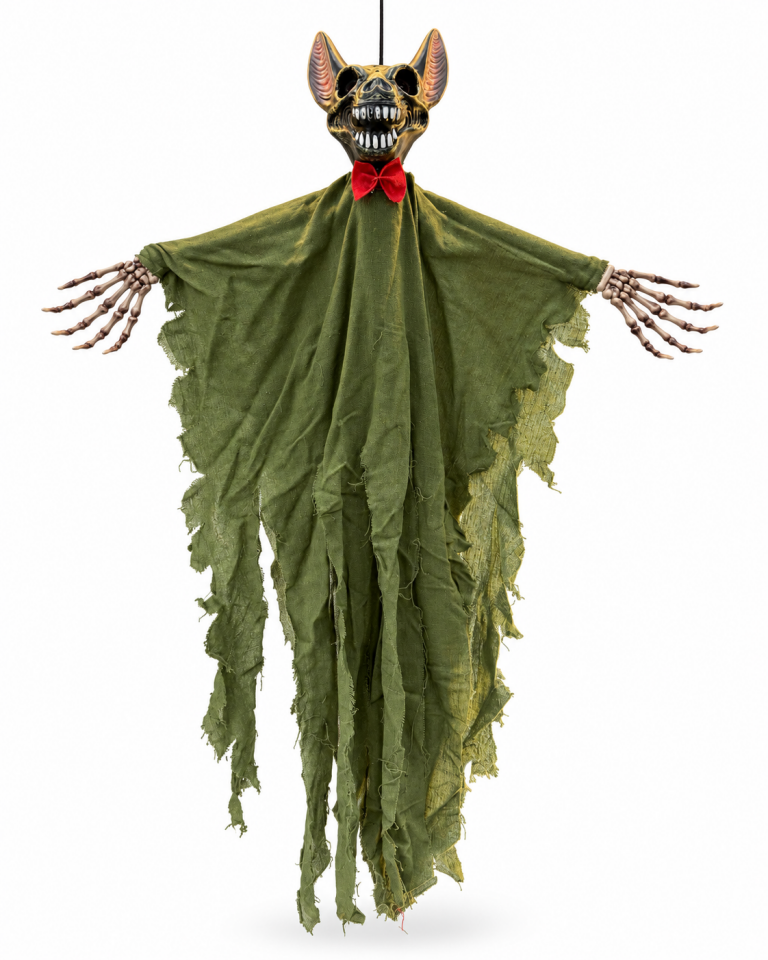 Parti Malzemesi 120 cm Sensörlü Sesli Işıklı Halloween Yarasa İskelet Dekoru – Asılabilir Korku Süsü Yeşil