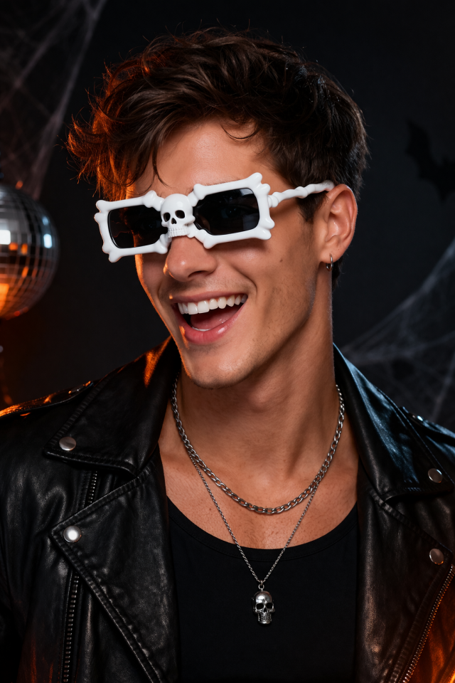 Parti Malzemesi Kuru Kafa Tasarımlı Parti Gözlüğü Siyah Camlı Halloween Eğlence Gözlüğü Unisex