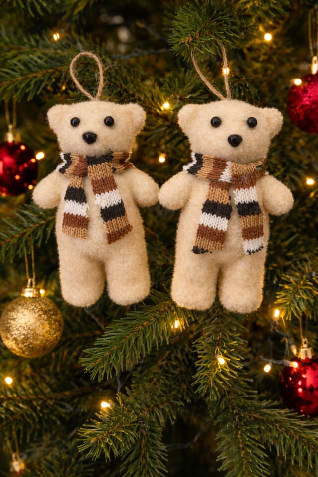 ÇAM AĞACI SÜSÜ 2 Lİ AYI 11 CM