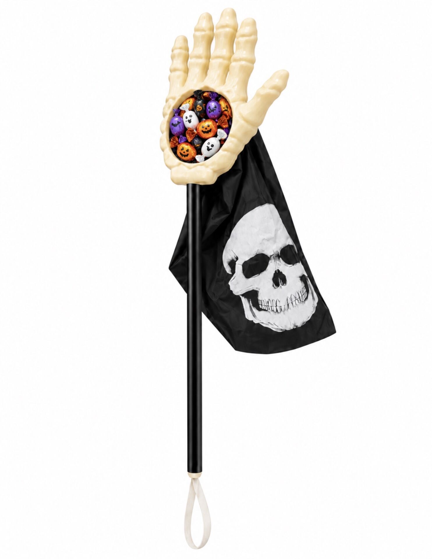 Parti Malzemesi Halloween İskelet El Şeker Toplama Sopası Turuncu Balkabağı Torbalı Parti Aksesuarı
