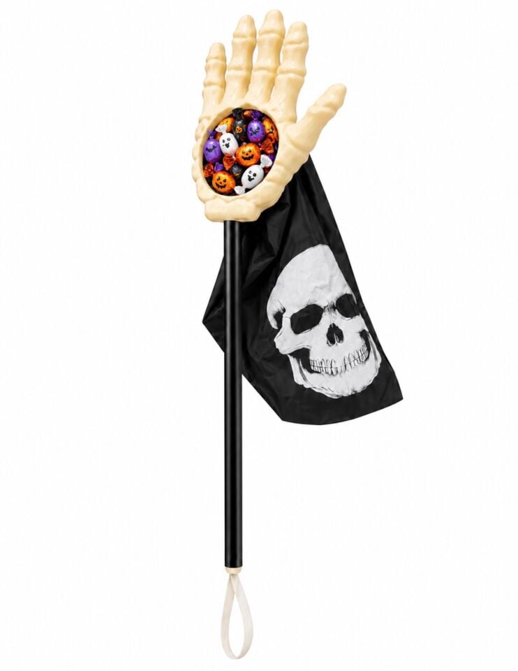 Parti Malzemesi Halloween İskelet El Şeker Toplama Sopası Turuncu Balkabağı Torbalı Parti Aksesuarı
