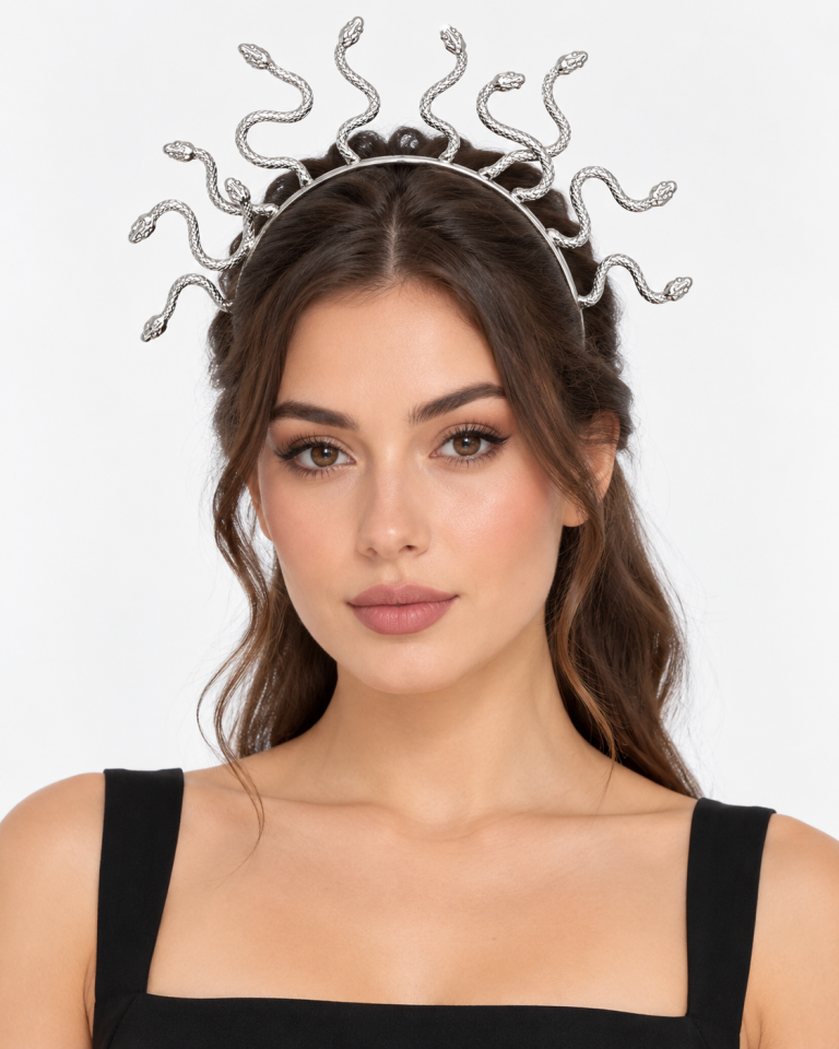 Parti Malzemeleri Yılan Taç Medusa Model Saç Tacı Halloween Kostüm ve Parti Aksesuarı Gümüş