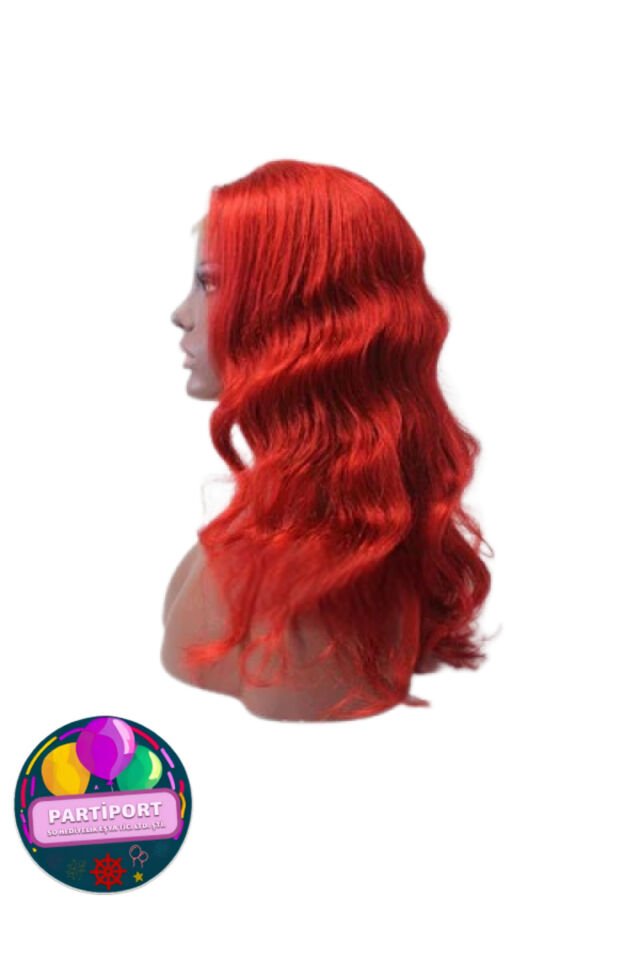 Kırmızı Uzun Dalgalı Peruk – Kaküllü Doğal Görünümlü Cosplay Parti Kadın Peruk