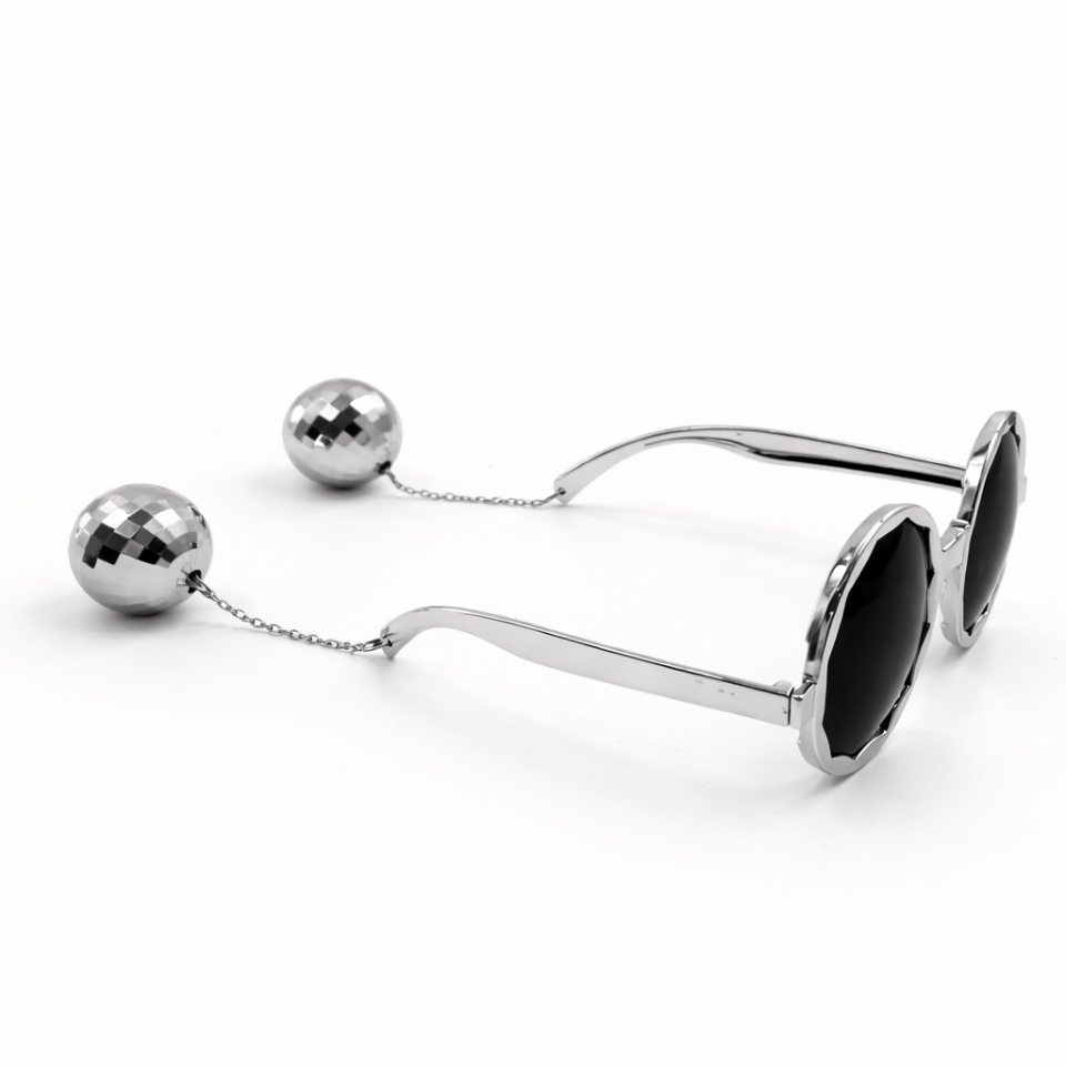 Parti Malzemesi Parti Gözlüğü Disko Toplu Camlı Eğlenceli Parti Gözlüğü Kostüm Aksesuar Gümüş