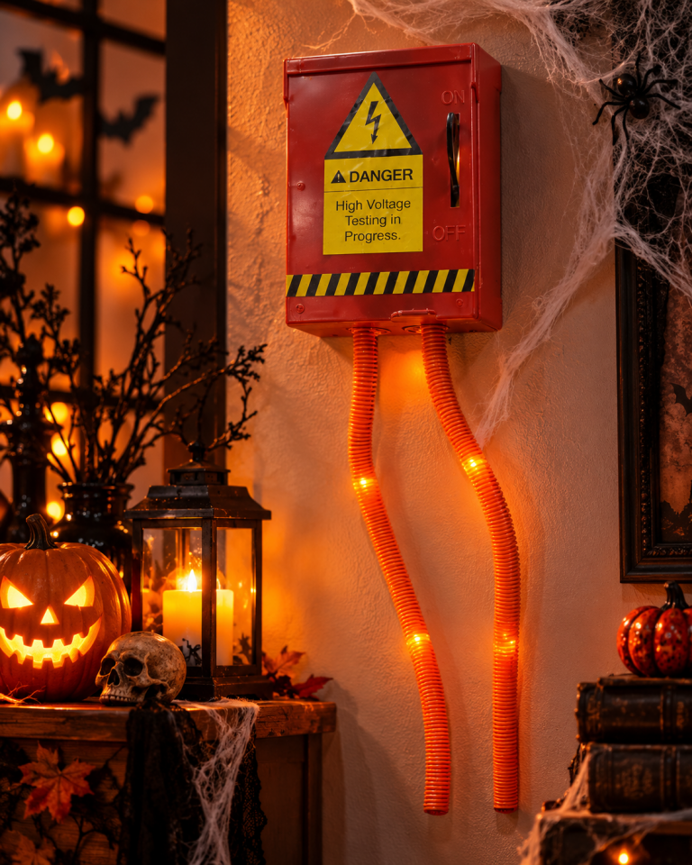Parti Malzemesi Halloween Sesli Işıklı Hareketli Kablolu Trafo Dekoru – Elektrik Panosu Süsü