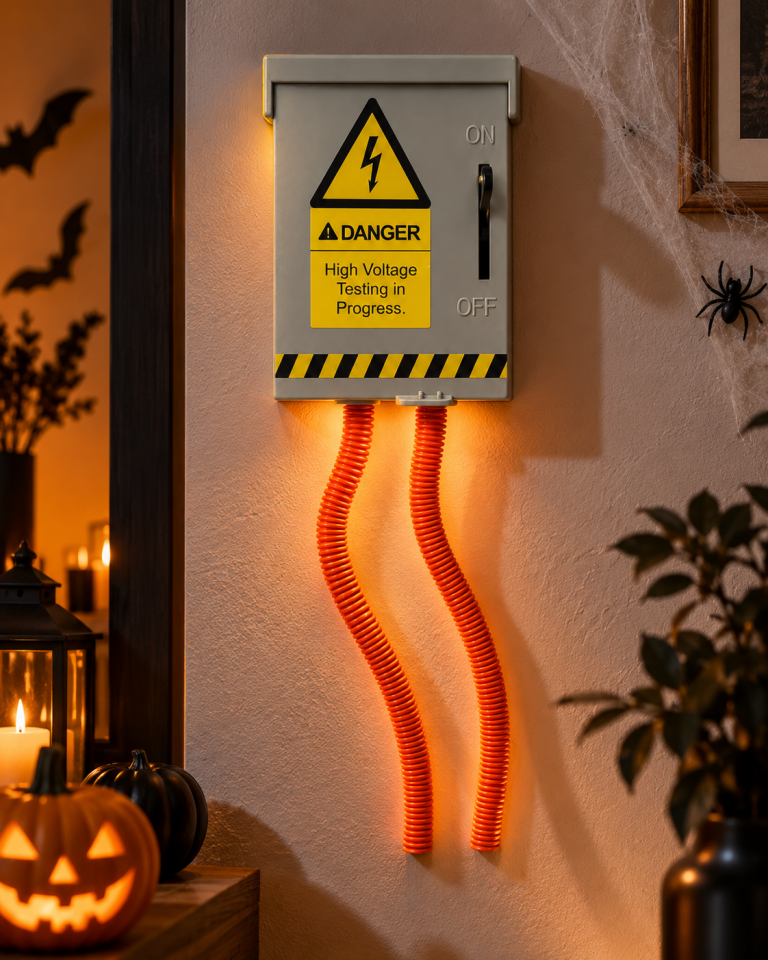 Parti Malzemesi Halloween Sesli Işıklı Hareketli Kablolu Trafo Dekoru – Elektrik Panosu Süsü Açık Yeşil