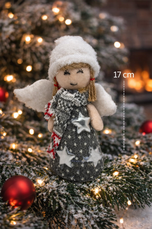 Parti Malzemesi  Kar Perisi Dekoratif Biblo 17 cm Yılbaşı Süsü Noel Melek Figürü Ev Dekoru