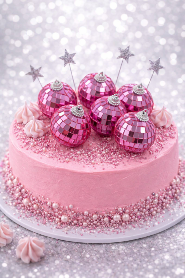 Disko Topu Yılbaşı Ağacı Süsü 6’lı – Aynalı Mozaik Parti Dekorasyon Pasta Süsü gold Pembe