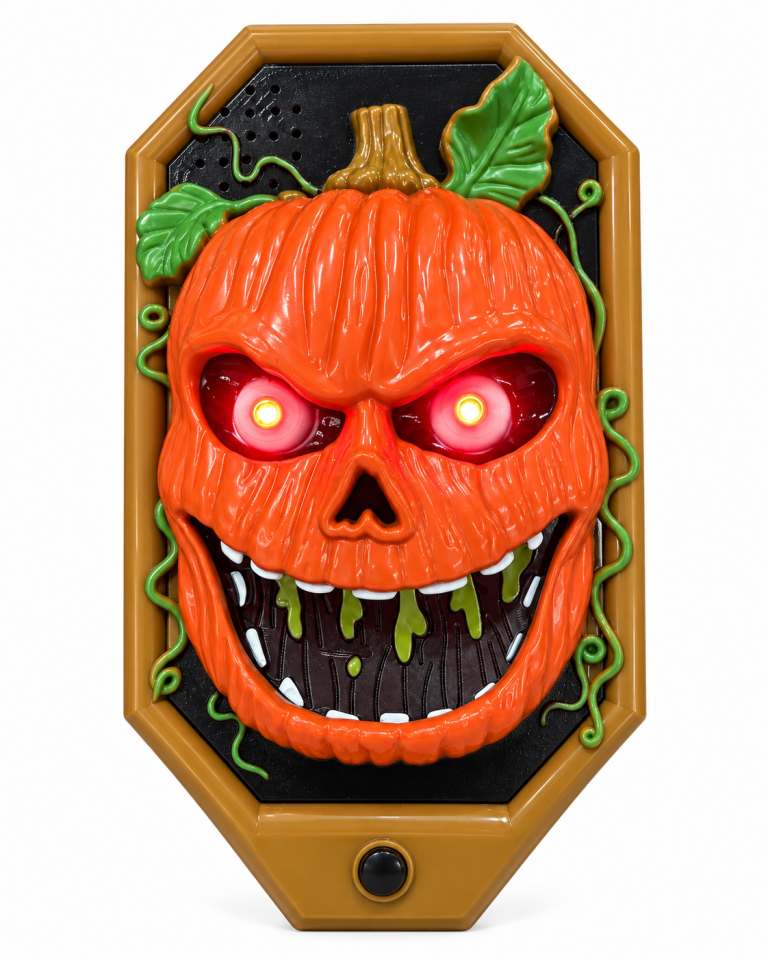 Parti Malzemeleri Halloween Balkabağı Kapı Zili Sesli Işıklı Kırmızı Gözlü Dekoratif Kapı Süsü