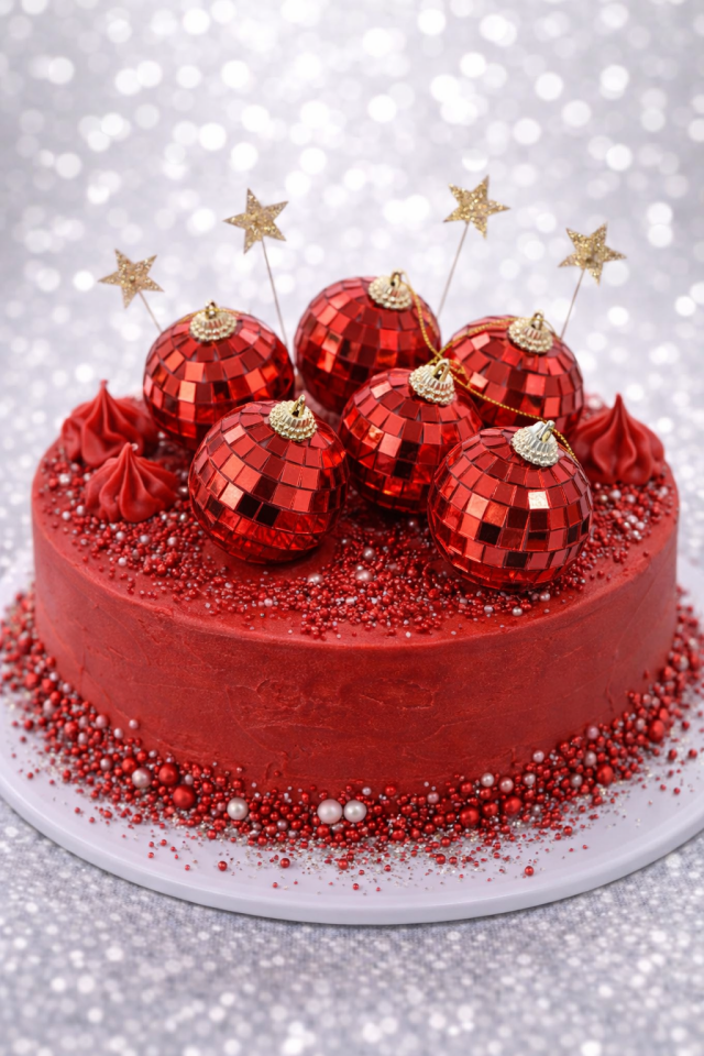 Disko Topu Yılbaşı Ağacı Süsü 6’lı – Aynalı Mozaik Parti Dekorasyon Pasta Süsü gold Kırmızı