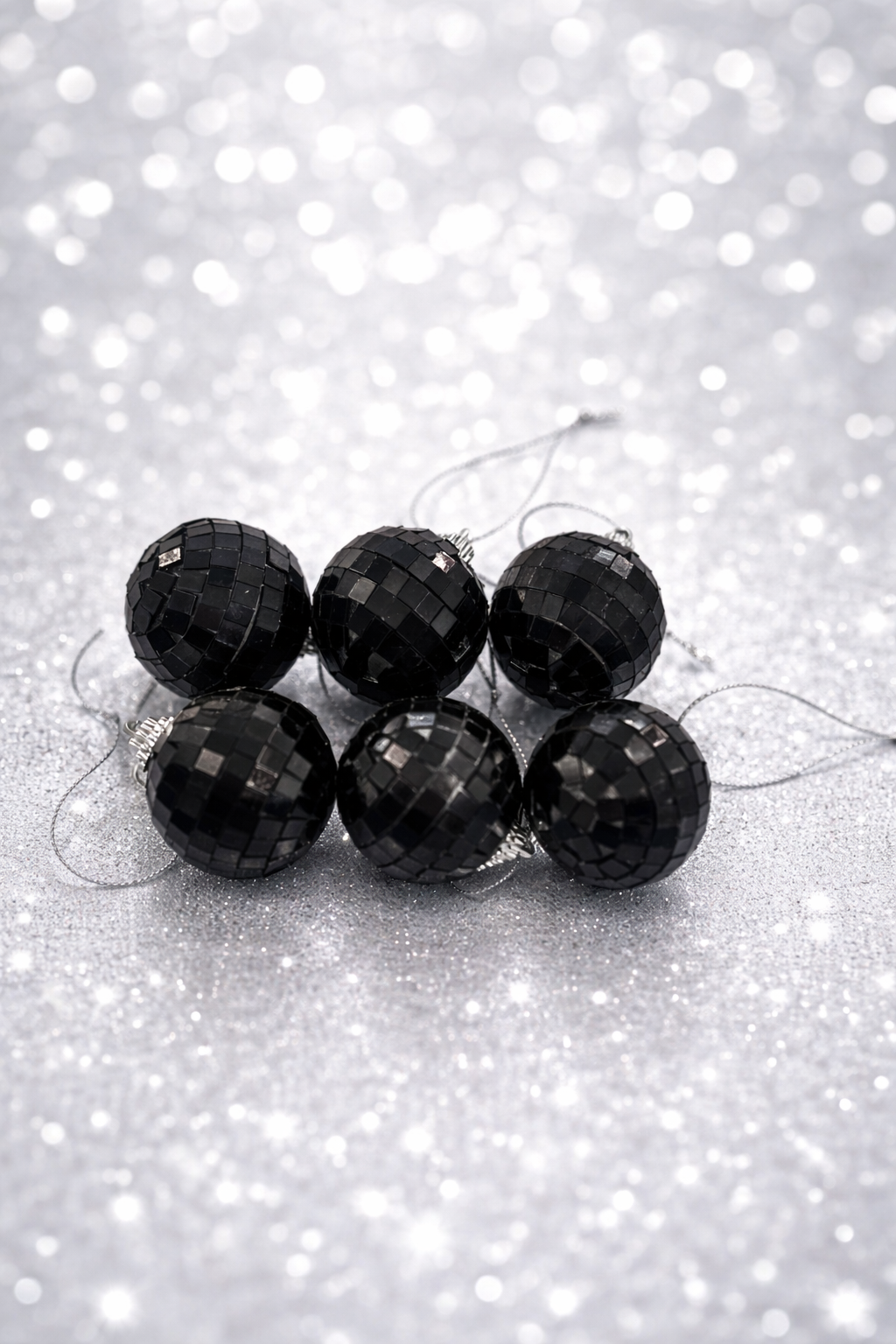 Disko Topu Yılbaşı Ağacı Süsü 6’lı – Aynalı Mozaik Parti Dekorasyon Pasta Süsü gold Siyah