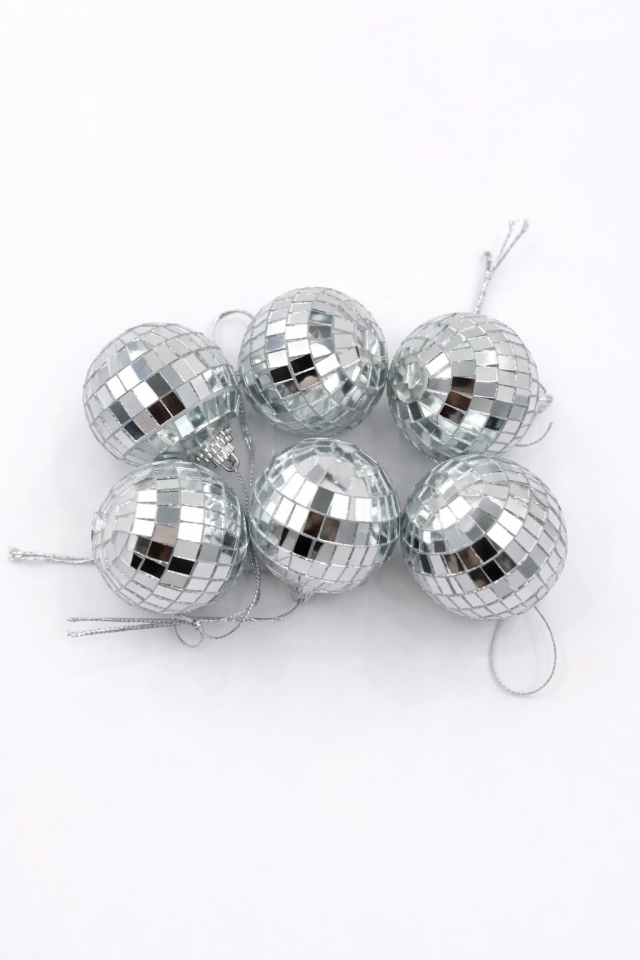 Disko Topu Yılbaşı Ağacı Süsü 6’lı – Aynalı Mozaik Parti Dekorasyon Pasta Süsü gold Gümüş