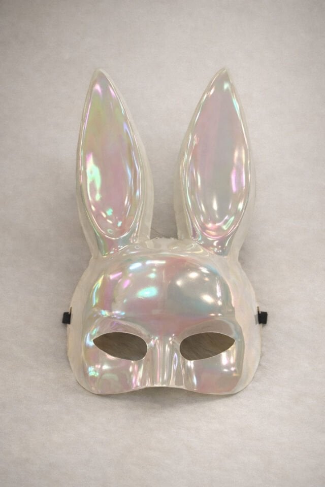 Parti Malzemesi İnci Parlak Tavşan Kulaklı Maske – Hologram Tavşan Maske Parti & Kostüm Aksesuar