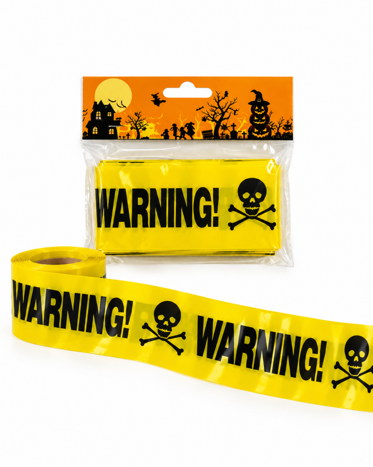 Parti Malzemesi Halloween Olay Yeri İnceleme Şeridi 5 Metre – Warning Zombie Beware Dekor Şeridi Karışık Model 1 Adet