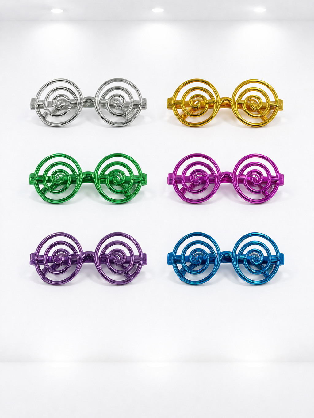 Parti Malzemesi  Renkli Spiral Parti Gözlüğü 12’li Set – Eğlenceli Konsept Camsız Parti Gözlüğü