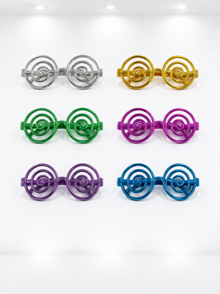 Parti Malzemesi  Renkli Spiral Parti Gözlüğü 12’li Set – Eğlenceli Konsept Camsız Parti Gözlüğü