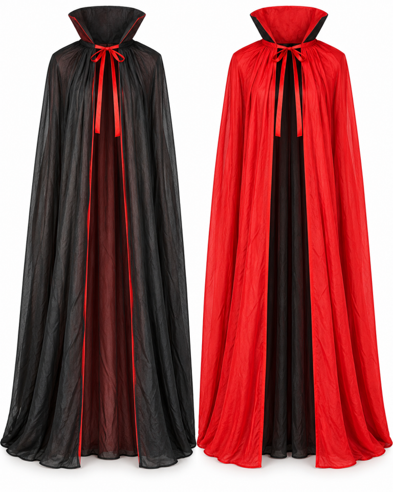 Parti Malzemesi 160 Cm Dik Yakalı Çift Taraflı Siyah Kırmızı Pelerin Halloween Vampir Dracula Kostüm Pelerini
